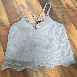 Gray lacy tank top